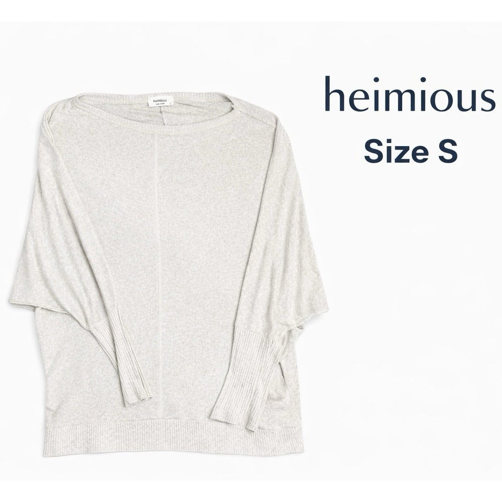 Heimious Made in USA Top Women's Small Heather Oatmeal Dolman Sleeve Knit EUC